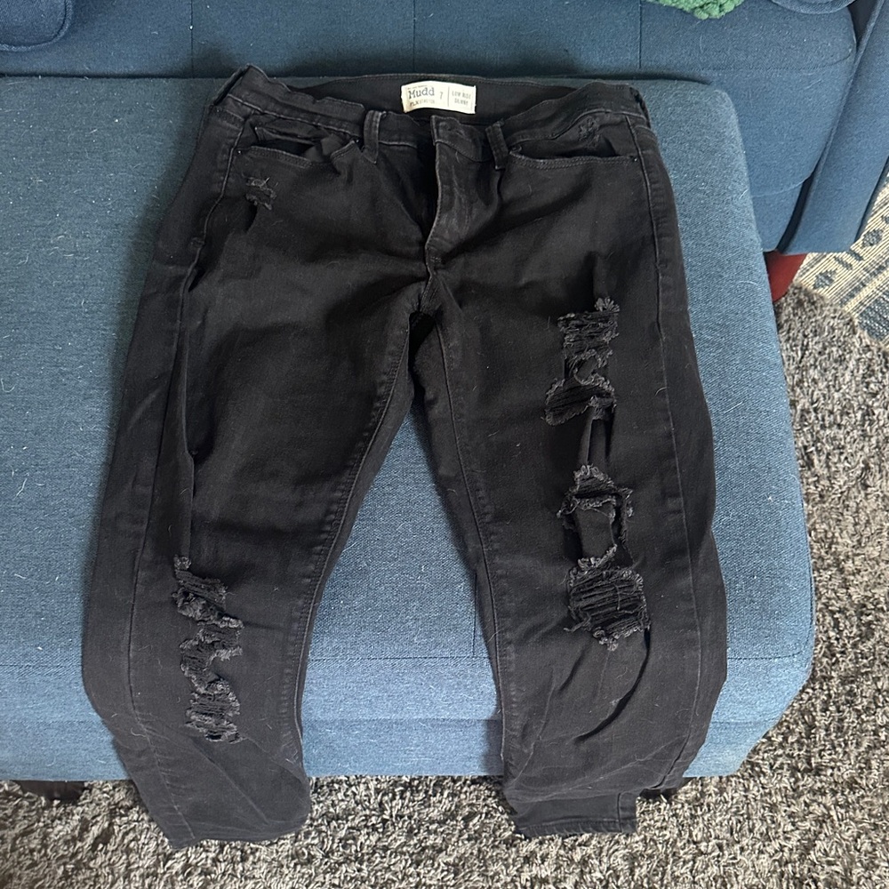 Distressed Black Women's Jeans